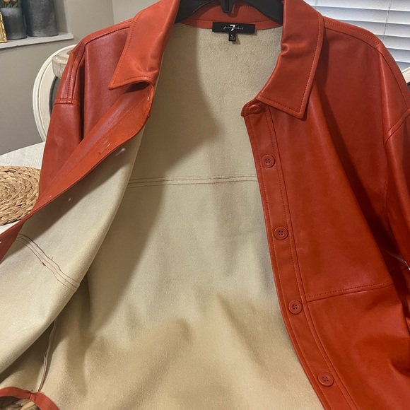 FAUX LEATHER JACKET! Beautiful orange color. Size large. - Picture 4 of 4